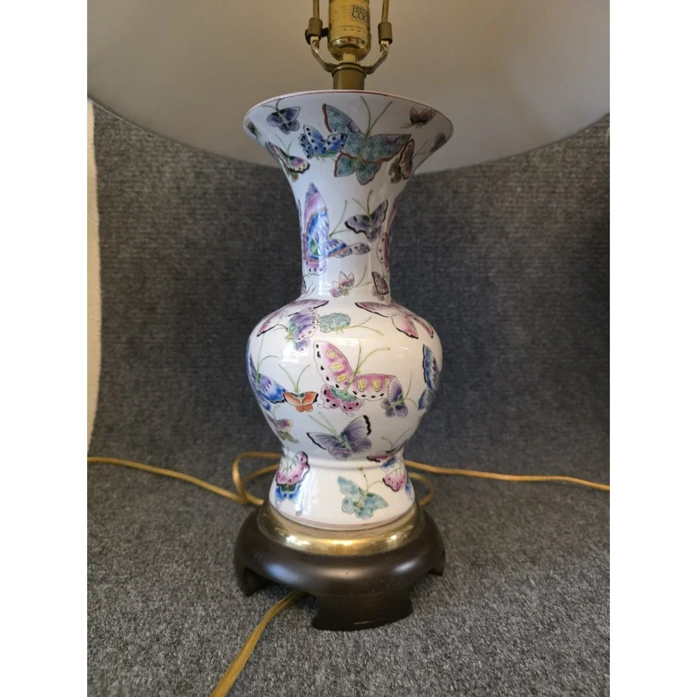 Rare Regency Frederick Cooper Mariposa Butterfly Table Lamps W Original Shades